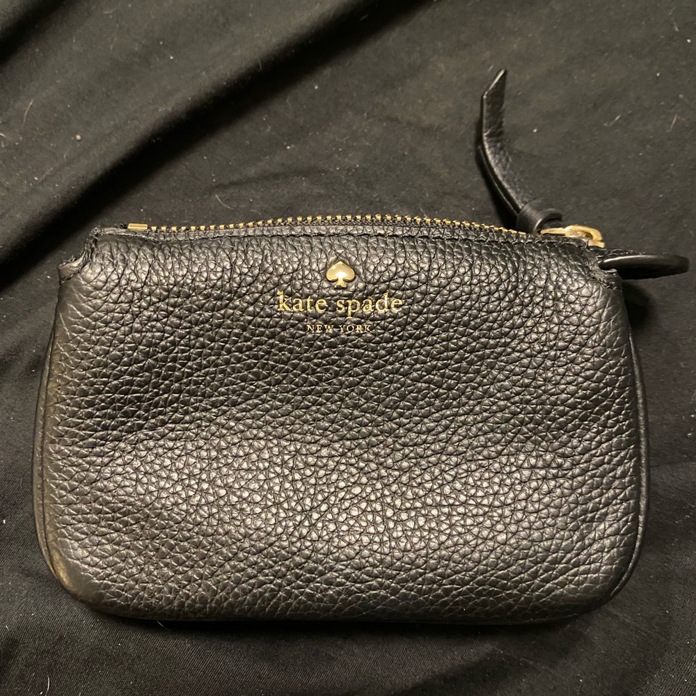 Black leather Kate spade change wallet